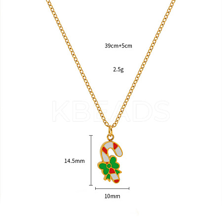 Christmas 304 Stainless Steel Enamel Pendant Necklaces FS-WGDAA96-07-1