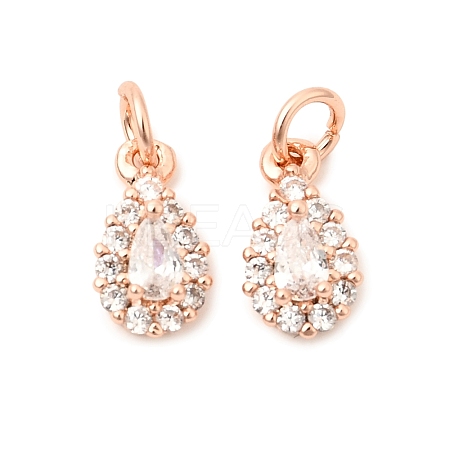 Brass Micro Pave Cubic Zirconia Charms RB-I077-15RG-RS-1