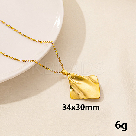 Vintage Stainless Steel Geometric Rhombus Pendant Necklace for Women AO1780-10-1