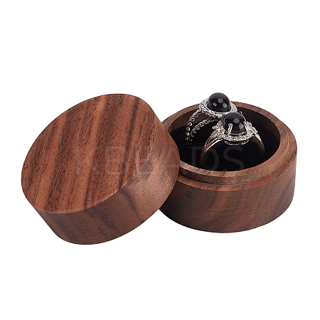 2-Slot Round Wood Ring Storage Boxes CON-HY0001-05E-1