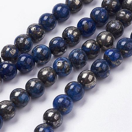 Natural Pyrite Beads Strands G-K181-03-I07-1