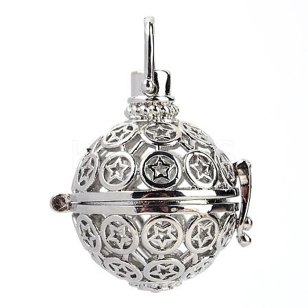 Rack Plating Brass Cage Pendants KK-S751-039P-1