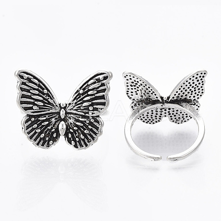 Adjustable Tibetan Style Alloy Cuff Rings X-TIBE-R318-01-RS-1