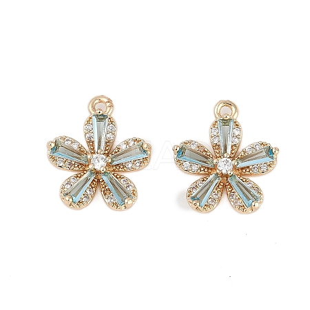 Rack Plating Brass Micro Pave Cubic Zirconia Pendants KK-C082-01G-02-1