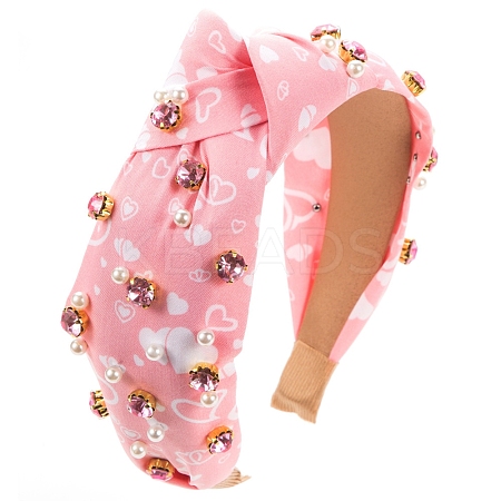 Valentine's Day Pearl Rhinestone Hair Bands PW-WG30591-02-1