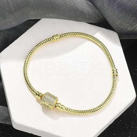 Brass Micro Pave Clear Cubic Zirconia Link Bracelets LS-BJEW-S158-15G-1