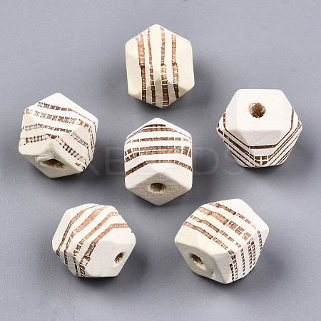 Painted Natural Wood Beads WOOD-T021-52B-12-1