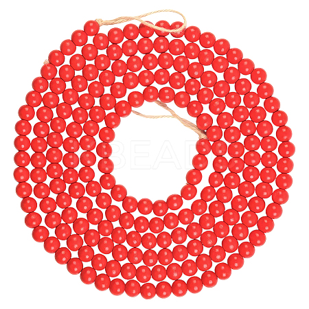 Wood Round Beads Pendant Decorations for Christmas Decorations HJEW-WH20003-49A-1