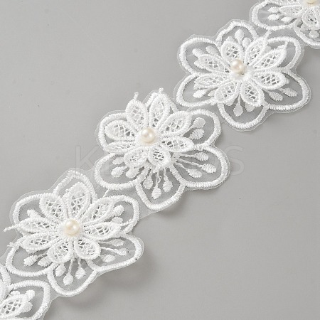 1 Yard 3D 6-Petal Flower Organza Lace Trim Ribbon OCOR-WH20001-28A-1
