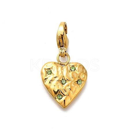 Heart 304 Stainless Steel Rhinestones Pendant Decorations STAS-R159-50G-02-1