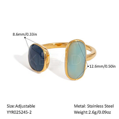 304 Stainless Steel Colorful Open Cuff Rings for Women LS-NC3408-2-1