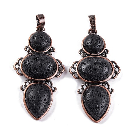 Natural Lava Rock Pendants G-Q158-04-06-1