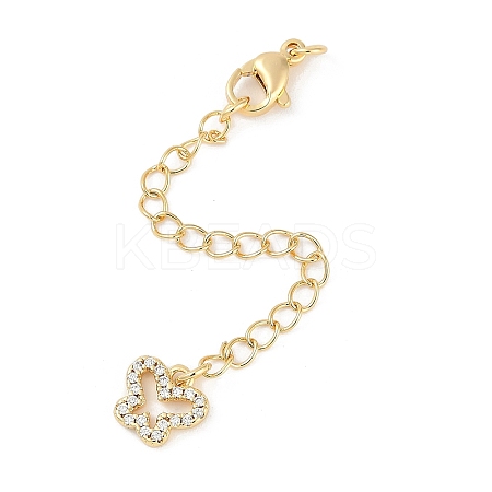 Brass Micro Pave Cubic Zirconia Ends with Chains KK-U043-01G-1