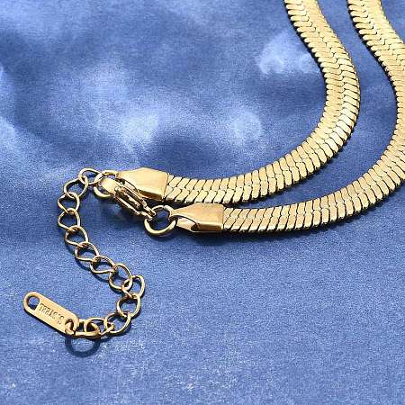 Ion Plating(IP) 304 Stainless Steel Herringbone Chain Necklace for Men Women LS-NJEW-E076-03E-G-1
