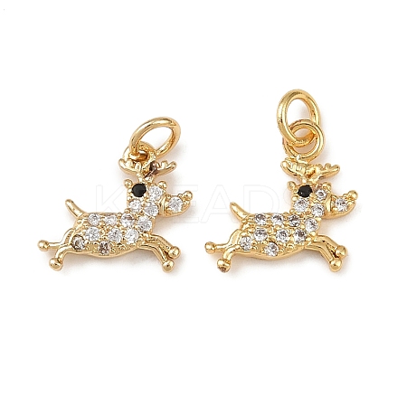 Christmas Brass Micro Pave Cubic Zirconia Charms KK-L255-18G-08-1