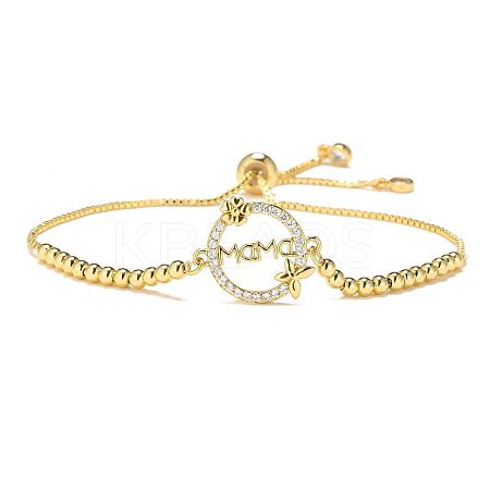 Mother's Day Brass Micro Pave Clear Cubic Zirconia Slider Bracelets FS-WGA4315-08-1