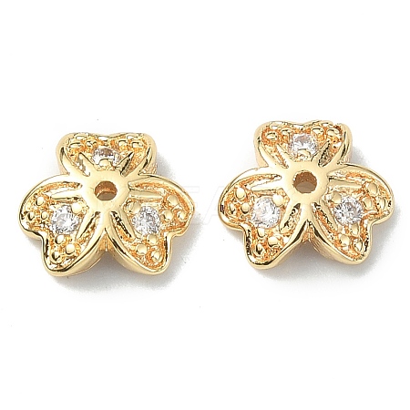 Brass Pave Clear Cubic Zirconia Bead Caps KK-B072-20G-1