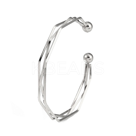 Non-Tarnish 304 Stainless Steel 3 Line Open Cuff Bangles for Women BJEW-S155-01P-1