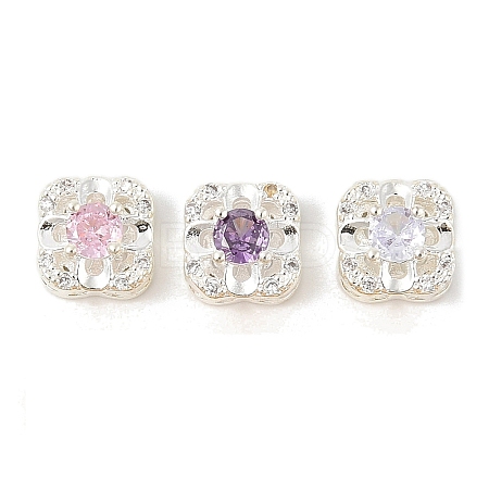 Brass Micro Pave Cubic Zirconia Beads KK-K297-33S-1