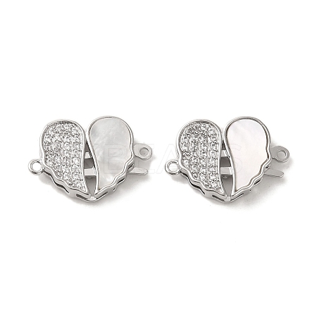 Brass Micro Pave Clear Cubic Zirconia Connector Charms KK-P260-19P-02-1