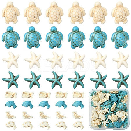 8 Styles Ocean Theme Synthetic Turquoise Beads TURQ-YW0001-02-1