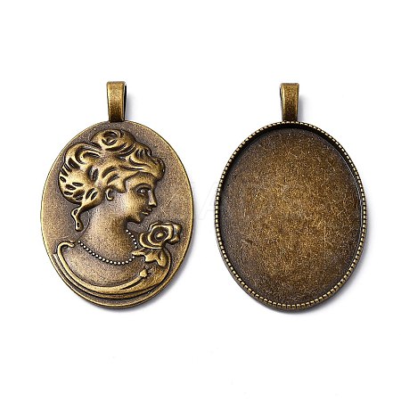 Tibetan Style Alloy Pendant Cabochon Settings LS-TIBEP-5342-AB-FF-1