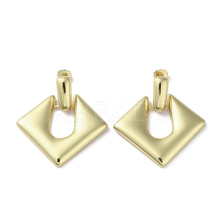 Rack Plating Brass Hollow Rhombus Dangle Stud Earrings EJEW-M237-09G-1