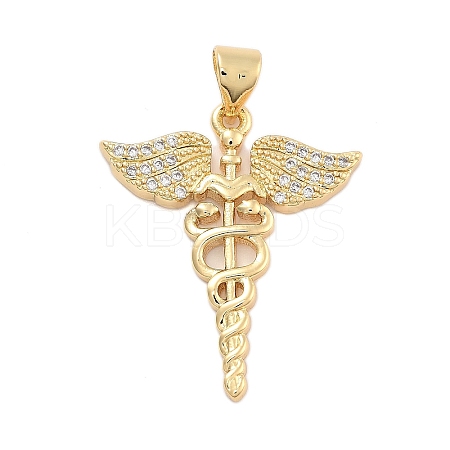 Brass Pave Clear Cubic Zirconia Pendants KK-U009-06D-G-1