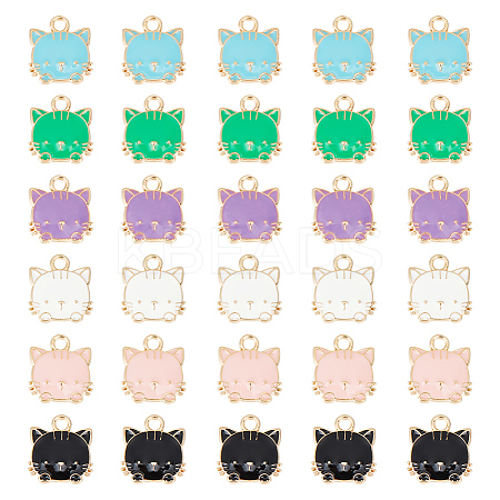 48Pcs 6 Colors Eco-Friendly Zinc Alloy  Pendants ENAM-GO0001-09-1
