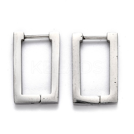 Tarnish Resistant 304 Stainless Steel Rectangle Huggie Hoop Earrings STAS-H156-10A-P-1