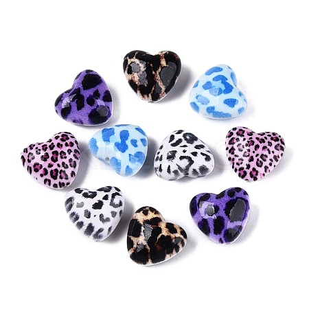 Leopard Printed Opaque Acrylic Beads OACR-Q199-06-1