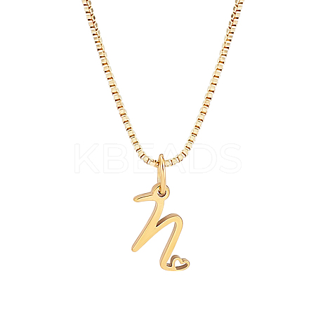1pc Brass Chain & 304 Stainless Steel Letter Pendant Necklaces NJEW-LP0001-40N-G-1