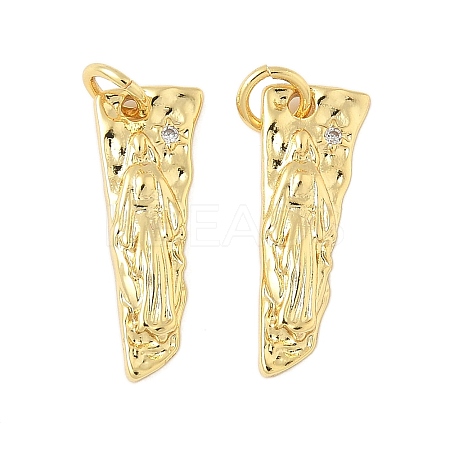 Brass Micro Pave Clear Cubic Zirconia Pendants KK-B139-24A-G-1