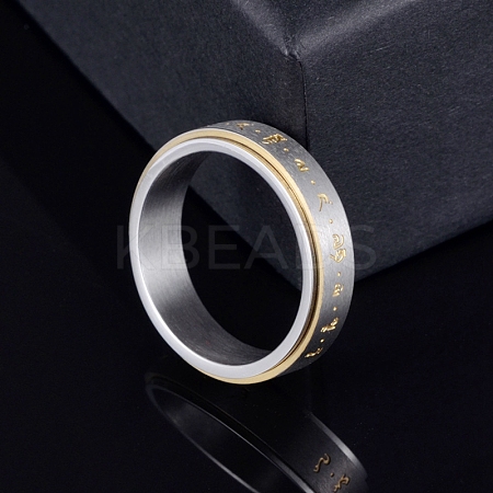 Om Mani Padme Hum 201 Stainless Steel Rotatable Finger Ring LS-PW-WG12553-02-1