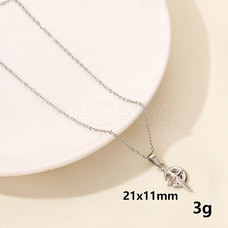 304 Stainless Steel Star Pendant Necklaces LL9510-7-1