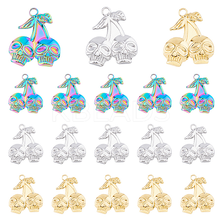 18Pcs 3 Colors Ion Plating(IP) 304 Stainless Steel Pendants STAS-DC0014-08-1