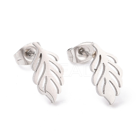 Non-Tarnish 304 Stainless Steel Leaf Stud Earrings for Women EJEW-G328-03P-1