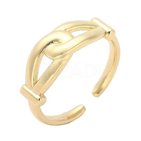 Double Knot Brass Open Cuff Ring for Women RJEW-A040-05G-1
