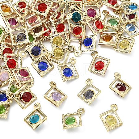 60Pcs Rack Plating Eco-Friendly Iron Rhinestone Pendants IFIN-YW0003-93-1