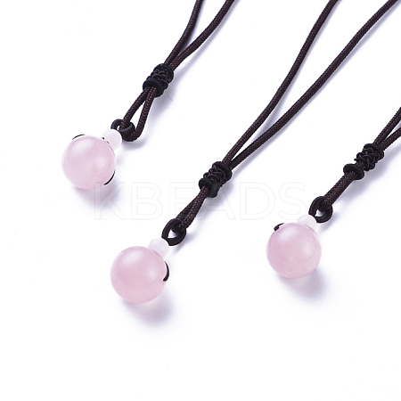 Natural Rose Quartz Pendant Necklaces NJEW-P241-A16-1