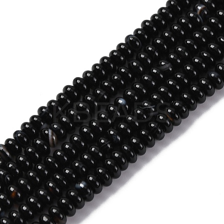 Natural Black Banded Agate(Dyed & Heated) Beads Strands G-C171-B02-02-1