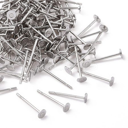 Tarnish Resistant 316 Surgical Stainless Steel Flat Round Blank Peg Stud Earring Settings LS-STAS-R073-04-1