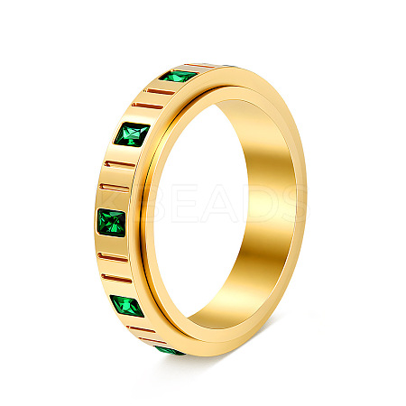 304 Stainless Steel Micro Pave Cubic Zirconia Rotating Finger Rings WGCDCC2-01-1