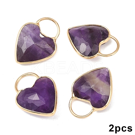 2Pcs Natural Amethyst Faceted Pendans KK-YW0003-63F-1