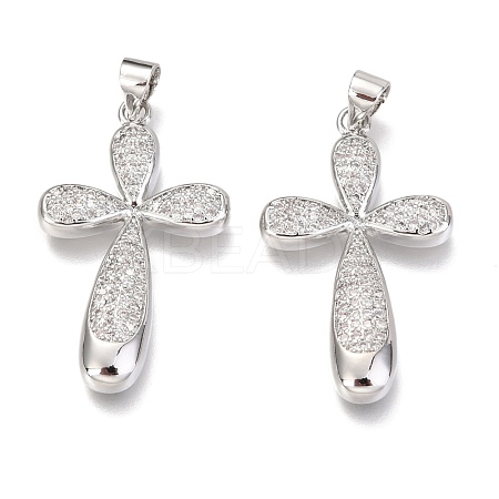 Brass Micro Pave Clear Cubic Zirconia Pendants ZIRC-O038-09P-1