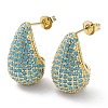 Cubic Zirconia Teardrop Stud Earrings EJEW-H137-01G-02-1