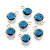 Golden Tone Brass Glass Charms X-GLAA-ZX008-24D-G-1