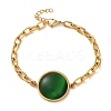 304 Stainless Steel Flat Round Link Bracelets BJEW-A036-10G-02-4
