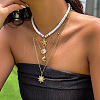 Summer Beach Alloy & White Polymer Clay Heishi Beads Starfish Shell Sun Pendant Multi Layered Necklaces for Women FS-WG8B7EE-01-1