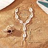 Bohemian Style Natural Cowrie Shell & Plastic Imitation Pearl & Waxed Cord Adjustable Toe Ring Anklets FS-WG74F62-01-4